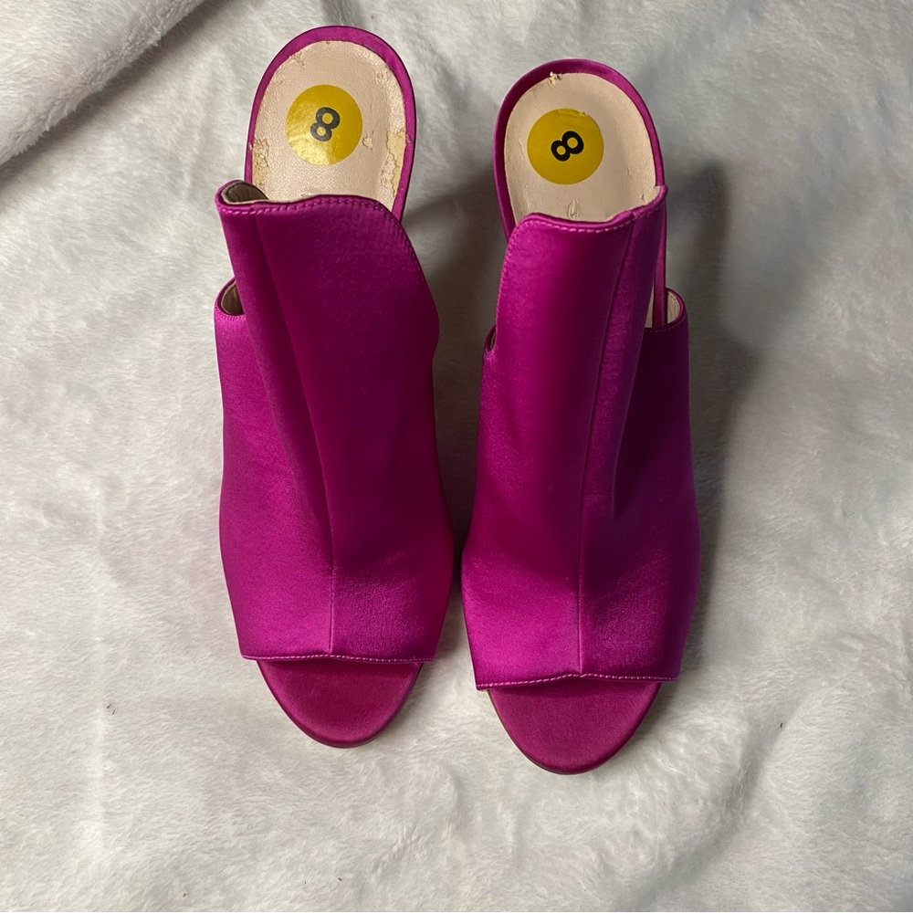 NWOT Nine West Fuchsia Satin Peep Toe Booties Women’s Size 8 Medium 4 inch heel